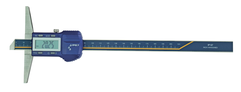 Głębokościomierz suwmiarkowy cyfrowy 0-200mm IP67 Prazision 1110176 – zdjęcie 1