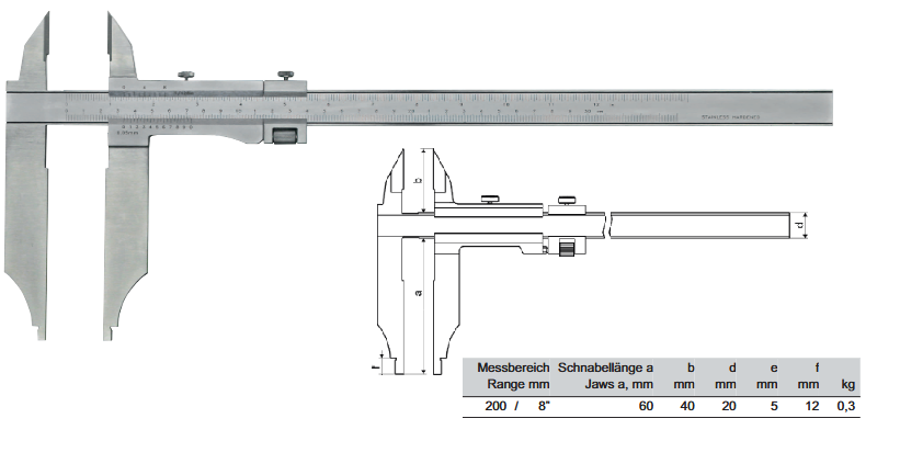 Suwmiarka analogowa dwustronna zakres 0-200 mm/60szczęki 21201330 Prazision – zdjęcie 2