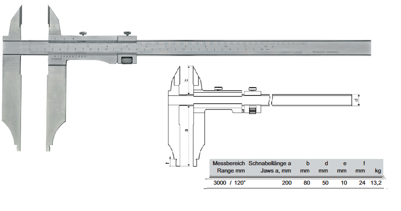 Suwmiarka analogowa dwustronna zakres 0-3000 mm/200szczęki 21201342 Prazision – zdjęcie 2