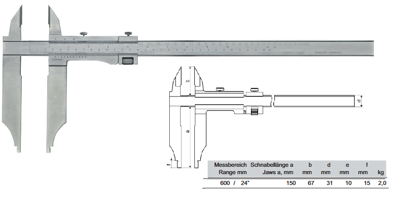 Suwmiarka analogowa dwustronna zakres 0-600 mm/150szczęki 21201336 Prazision – zdjęcie 2