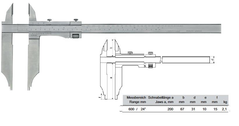 Suwmiarka analogowa dwustronna zakres 0-600 mm/200szczęki  21201336-1 Prazision – zdjęcie 2