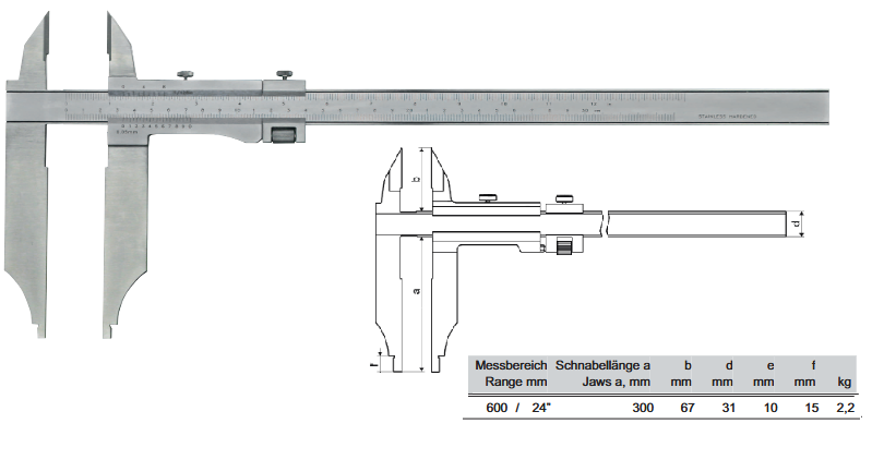 Suwmiarka analogowa dwustronna zakres 0-600 mm/300szczęki  21201336-2 Prazision – zdjęcie 2