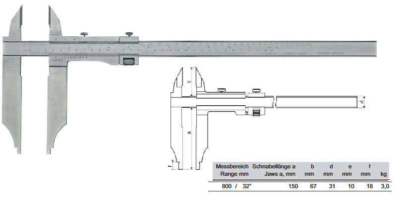 Suwmiarka analogowa dwustronna zakres 0-800 mm/150szczęki 21201338 Prazision – zdjęcie 2