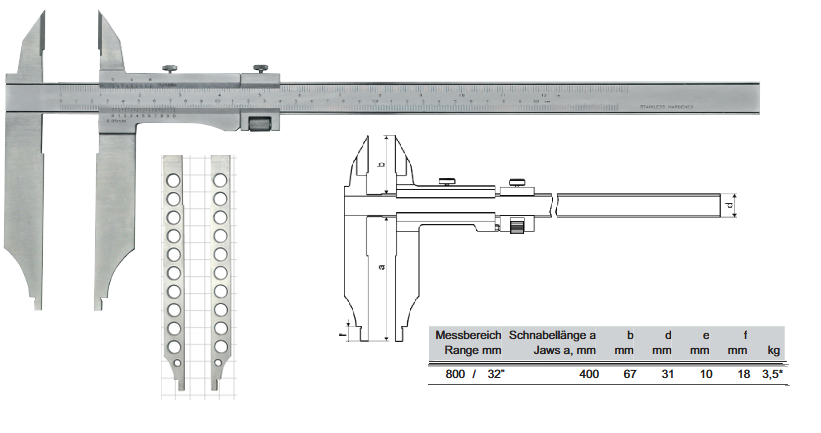 Suwmiarka analogowa dwustronna zakres 0-800 mm/400szczęki 21201338-3 Prazision – zdjęcie 2