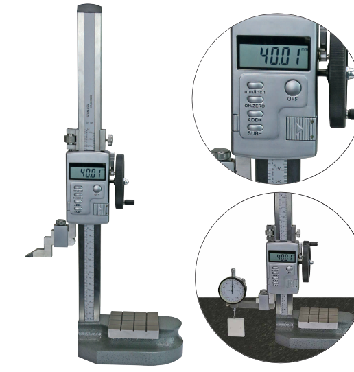 Wysokościomierz elektroniczny 0-300mm traserski ze stolikiem pomiarowym 21219059 PRAZISION – zdjęcie 1